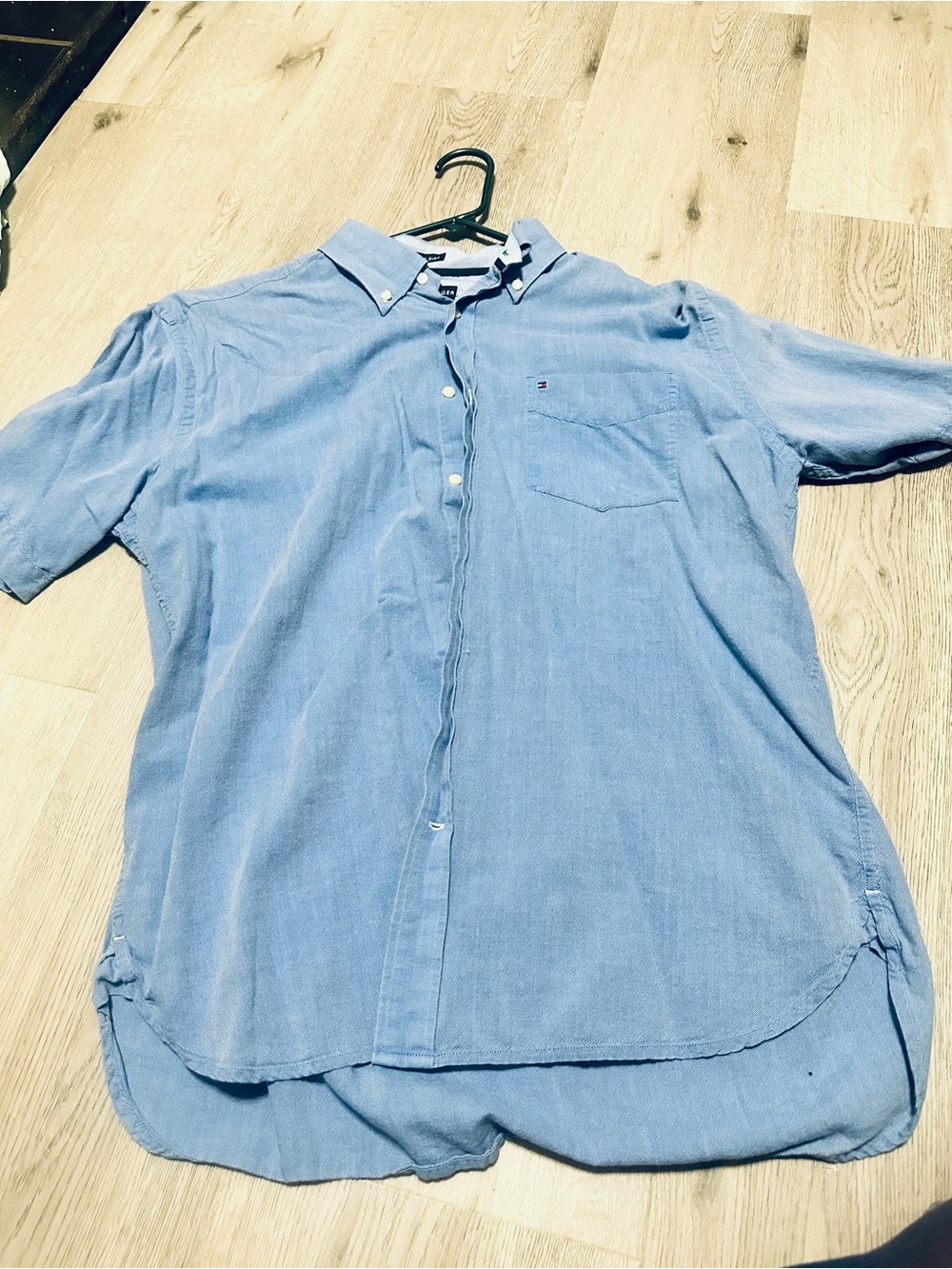 Tommy Hilfiger Light Blue Short-Sleeve Button-Down Shirt
